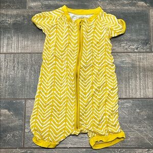 Little Sleepies Yellow and White Chevron Short Sleeve One-Piece Bodysuit